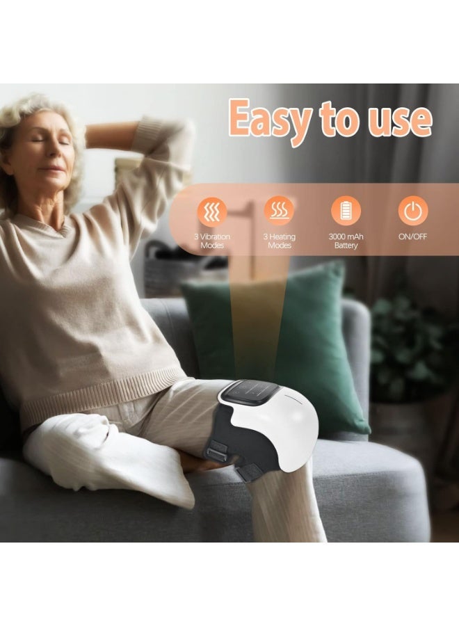 جهاز تدليك ذكي للركبة بثلاثة اوضاع تسخين شاشة LED تعمل باللمس وشحن واجهة من النوع C، ضغط حراري بالاشعة تحت الحمراء والالياف الكربونية لتخفيف إجهاد الركبة والالم - Image 5